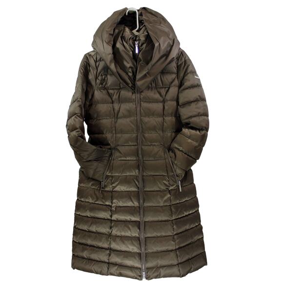Laundry by Shelli Segal Quilted Pillow Collar Puffer Coat in Taupe Size Med - Picture 1 of 16